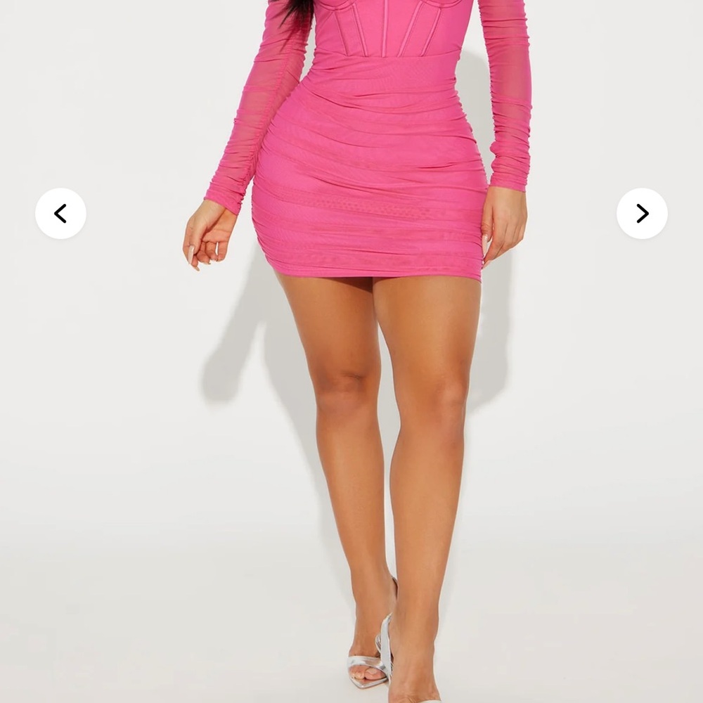 Fashion Nova Vibrant Pink Long Sleeve Dress - Picture 3 of 4